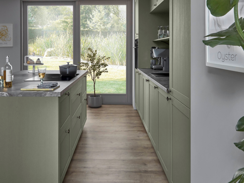 2026 Frame Nobilia kitchen in Olive Green